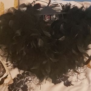 Feather Boa crop off the shoulder shirt